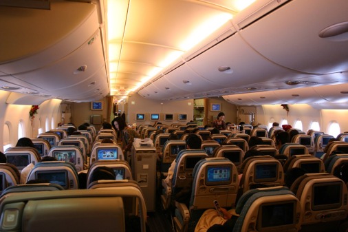 Singapore Airlines A380 lower deck economy cabin