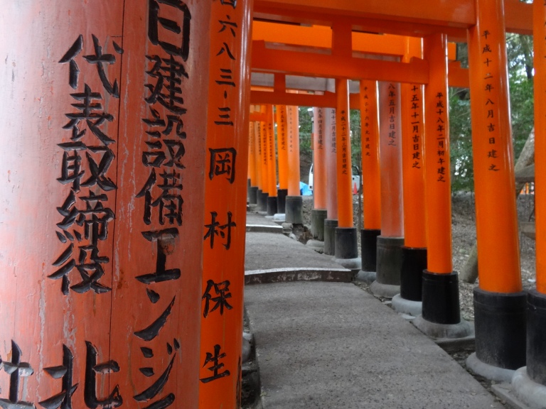 Intricate Japanese writing on the gates