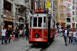 Tram rides are popular down Istiklal Avenue