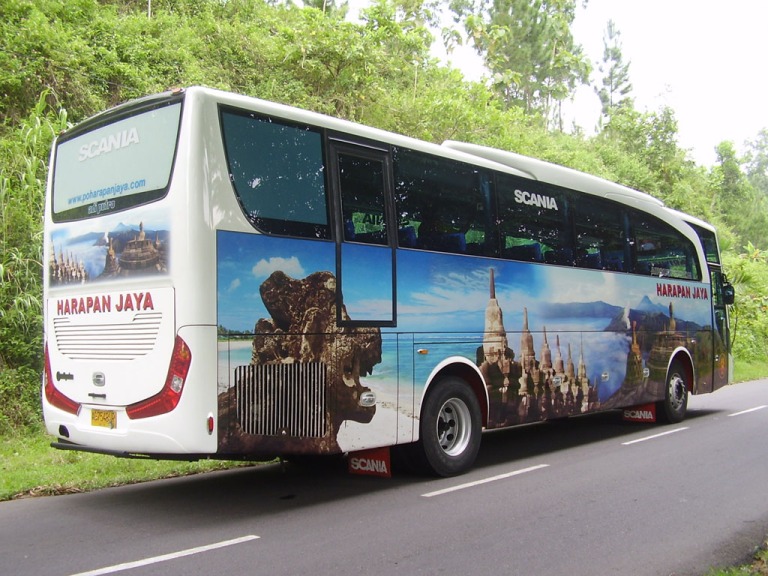 Coaches like these will take you to the Borobudur temple complex